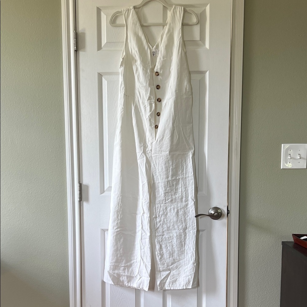 White Button-Down Jumpsuit